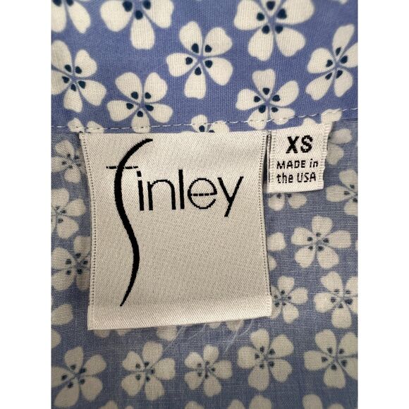 Finley Women's Sleeveless Button Up Top Blouse Blue Floral Tie Front Size XS - Picture 4 of 10